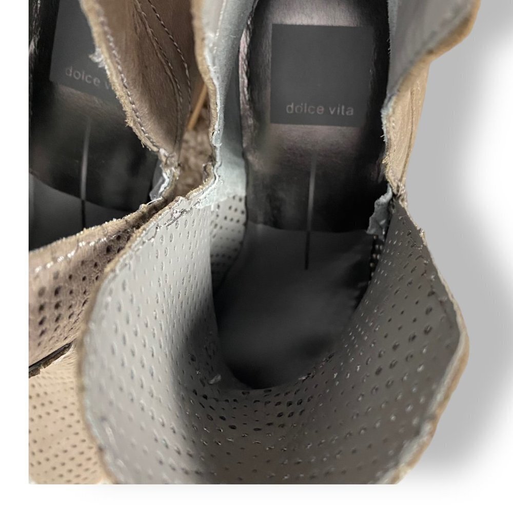 Dolce Vita Bianca Perforated Suede Ankle Boot, Sz 6, Tan Neutral Booties Taupe - Picture 6 of 6